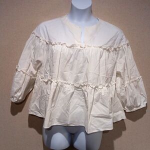 Marc New York Cream Ruffle Blouse  Size L